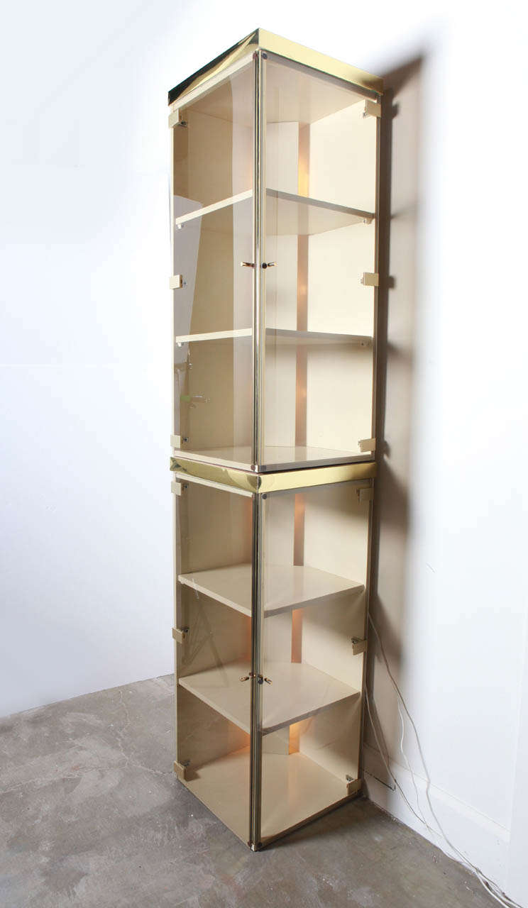 Mid-Century Modern Pair of 1970's Stackable Pierre Cardin Cabinets For Sale